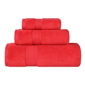 Chevron Zero Twist Cotton Solid and Jacquard Hand Towel Set of 6 by Blue Nile Mills - 1 of 4