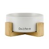 Coco Single Pet Bowl with Wood Stand 5.11 in White - 2 of 4