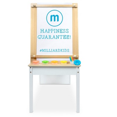 Natural Wood and White Kids Art Table with Storage Bins