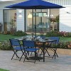 Emma and Oliver Rectangular Tempered Glass Top Patio Table with Umbrella Hole and Black Steel Tube Frame - image 2 of 4