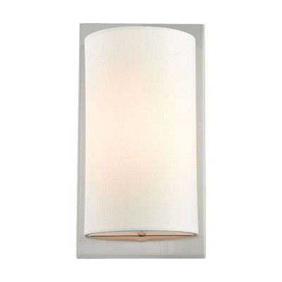 Brushed Nickel Wall Sconce with Off-White Fabric Shade