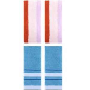 REGALWOVEN 4 Pcs Soft Absorbent Stripe Bathroom Hand Towel for Home - 1 of 4