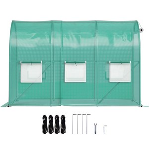 VVEVOR Walk-in Tunnel Greenhouse, 9.8 x 6.6 x 6.6 ft Portable Plant Hot House with Galvanized Steel Hoops, 1 Top Beam, Diagonal Poles, Green - 1 of 4