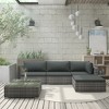 vidaXL 5-Piece Outdoor Patio Lounge Set - Durable PE Rattan Furniture with Cushions - Gray/Dark Gray - Perfect for Garden, Patio - 2 of 4