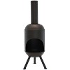 Sunnydaze Outdoor Backyard Patio Modern Steel Wood-Burning Fire Pit Chiminea with Wood Grate - 5' - Black - 3 of 4