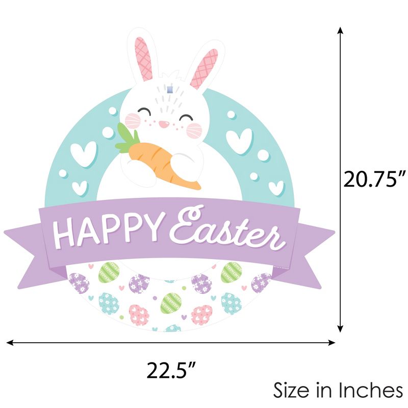 Big Dot of Happiness Spring Easter Bunny - Outdoor Happy Easter Party Decor - Front Door Wreath, 5 of 9