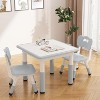 Kids Table and 2 Chairs Set with Graffiti Desktop, Height Adjustable Table and Chairs Set for Reading, Drawing, Playing, Eating - 2 of 4