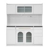 63'' Kitchen Storage Cabinet with Hutch, MDF Coffee Bar Cabinet with Drawers and Adjustable Shelves and Power Outlet for Kitchen - The Pop Home - 2 of 4