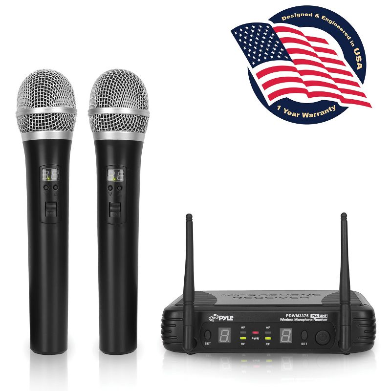 Pyle® Premier Series Professional 2-Channel UHF Wireless Handheld Microphone System with Selectable Frequency, 3 of 9