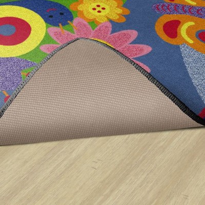Colorful Bugs and Flowers Non-slip Washable Kids Area Rug, 3' x 5'
