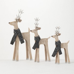 Sullivans Decorative Chirstmas Deer Set of 3, Tabletop Christmas Decorations; 10"H  12.75"H & 15.5"H Multicolored - 1 of 4