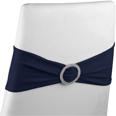 Juvale Navy Blue Chair Sashes with Silver Buckles for Wedding Reception, Baby Shower, Birthday Party, Fits 13.5- to 16.5-Inch Chair Backs (50 Pack)