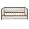 Full Size Wooden Upholstered Daybed with Trundle/Drawers and Nailhead Decoration 4L, Beige -ModernLuxe - 4 of 4