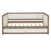 Full Size Wooden Upholstered Daybed with Trundle/Drawers and Nailhead Decoration 4L, Beige -ModernLuxe - image 4 of 4