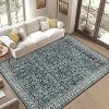 Washable Area Rugs Soft Vintage Floral Large Rug Foldable Low Pile Indoor Floor Carpet Farmhouse Non-Slip Throw Rugs Dining Room Charcoal - 2 of 4