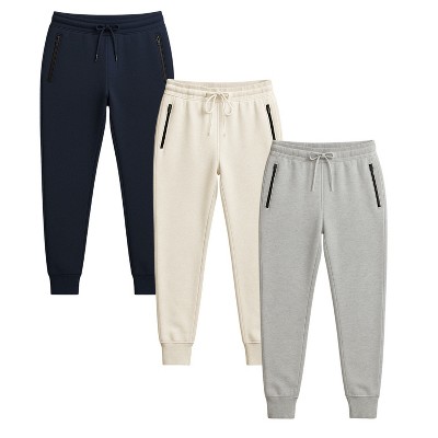 3 Pack Ultra Soft Womens Joggers with Zip Pockets
