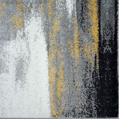 Gray 2x7 Abstract Brushstrokes Stain-Resistant Area Rug