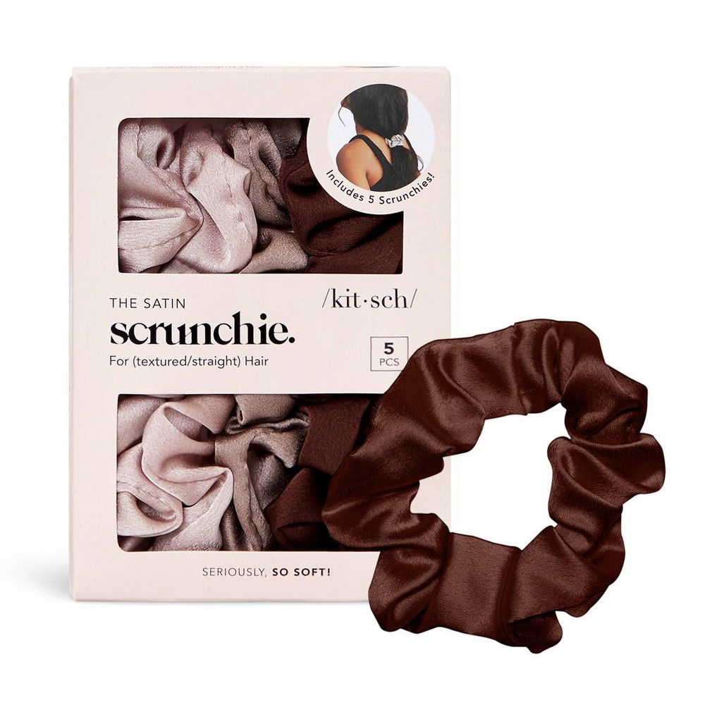 Photos - Hair Styling Product Kitsch Satin Scrunchies - 5pk