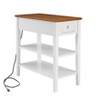 HDZNVF Narrow 2 tone End Table with USB Charging Ports for Small Space, White and Walnut - 4 of 4