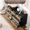 Rattan 7 Drawer Dressers for Bedroom, Tall Dresser with Deep Drawers,  for Closet with Wide Top, Long Wooden Dresser for Living Room, Hallway - 4 of 4