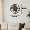 Round Wall Clock Living Room Decor Non Ticking Silent Vintage Black Metal Wood Clock Home Garden Farmhouse Office Kitchen - 2 of 4