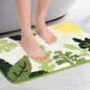 Unique Bargains Soft Non-Slip Thick Shaggy Water Absorbent Botanical Pattern Bath Floor Mat - 2 of 4