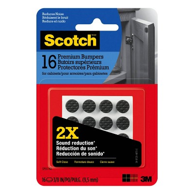 Scotch 16pk Premium Bumpers Black: Anti-Scratch Floor Protector Pads, Plastic Chair Pads, 0.38" Length, 0.37" Thickness