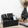 AuldHome Design Remote Control Caddy w/ Coasters, 6pc Set; Wood 3-Compartment Caddy w/ Coaster Set - 2 of 4