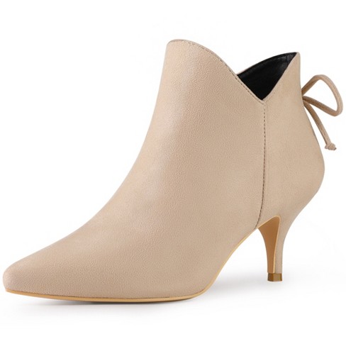 Beige booties with outlet heel