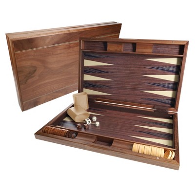 WE Games Travel Wood Inlaid Backgammon Board Game Set - 19 in.