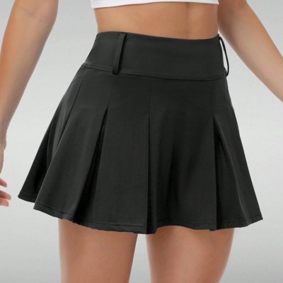 Clotth Women’s Mid Waisted Pleated Tennis Skirt with Pockets - 2-in-1 Athletic Skort,Soft Stretch Fabric for Golf,Running,Yoga & Casual Wear