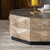 KWPZQEB 33.46" Octagon Coffee Table, Farmhouse Center Table with Sturdy Pedestal & Embossed Pattern, Wood Cocktail Table for Living Room, Apartment - 4 of 4