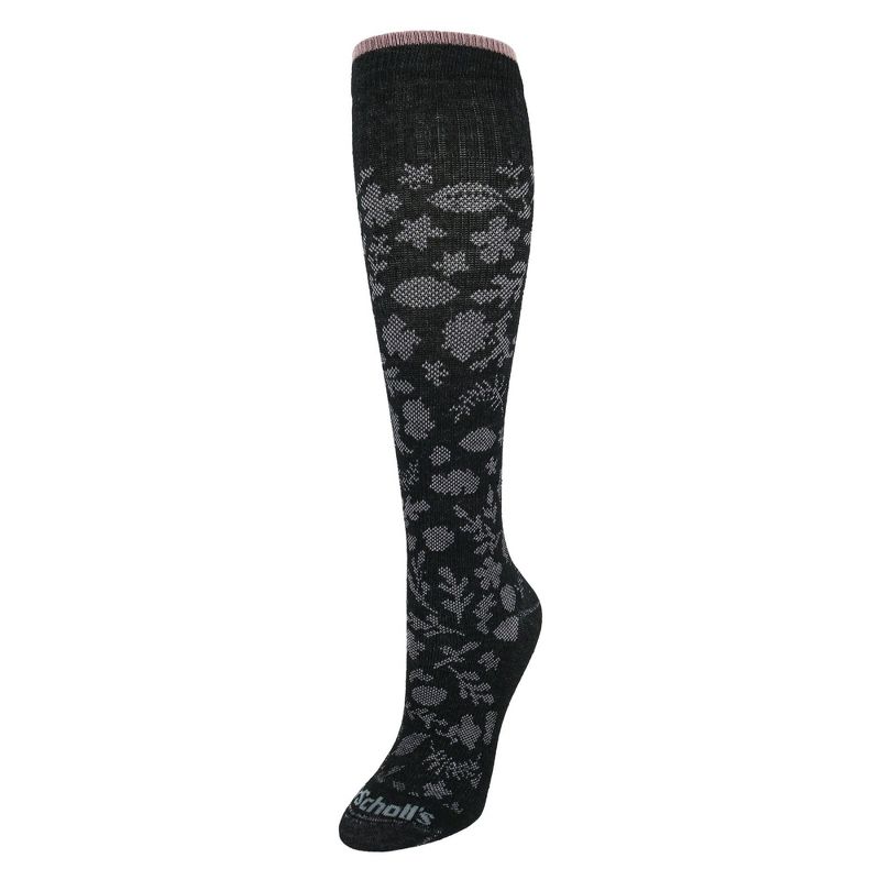 Dr Scholls Women's Lace Floral Pattern Fashion Compression Knee High Socks, 1 of 2