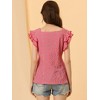 INSPIRE CHIC Women's Summer Gingham Square Neck Ruffle Sleeve Blouse - 3 of 4
