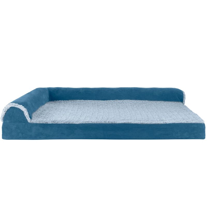 FurHaven Two-Tone Faux Fur & Suede Deluxe Chaise Lounge Memory Foam Sofa-Style Dog Bed, 2 of 4