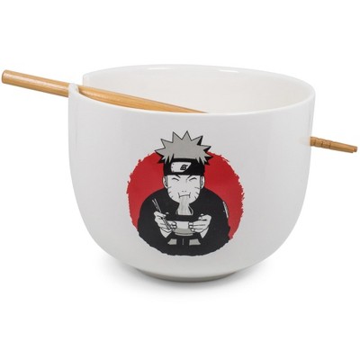 Just Funky Naruto "Eating Noodles" Japanese Dinner Set | 16-Ounce Ramen Bowl and Chopsticks