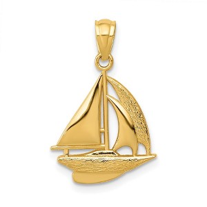 Black Bow Jewelry 14k Yellow Gold Small Sailboat Pendant - 1 of 4