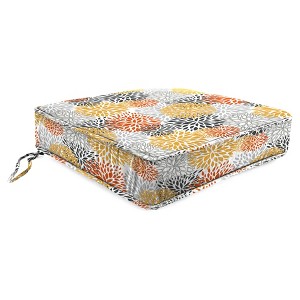 Outdoor Boxed Seat Cushion In Blooms Citrus - Jordan Manufacturing