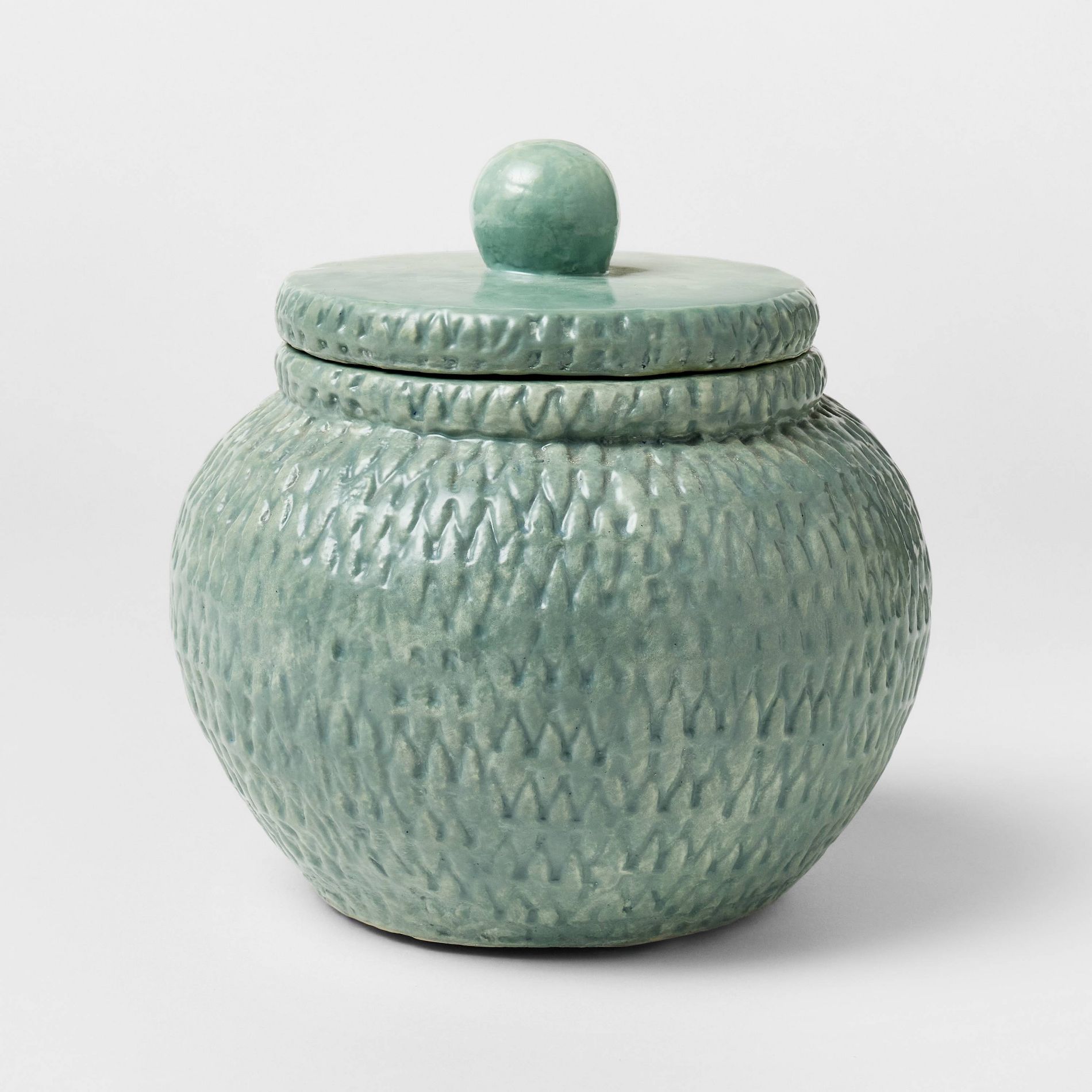 Woven Texture Ceramic Canister Blue - Threshold™ designed with Studio McGee