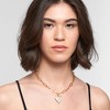 Adornia 14k Gold Plated Adjustable Chunky Paperclip Link Pave Heart Necklace - 3 of 4