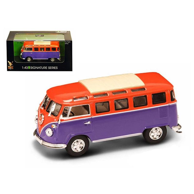 1962 Volkswagen Microbus Van Bus Orange/Purple 1/43 Diecast Car by Road Signature, 1 of 4