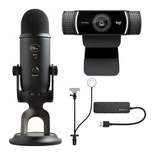 Blue Microphone Yeti USB Microphone with Logitech Webcam and Accessory Bundle