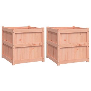 vidaXL Garden Planters Outdoor Flower Box 2 Pcs - Solid Wooden Square Containers for Patio/Balcony - 23.6"x23.6"x23.6" - 1 of 4
