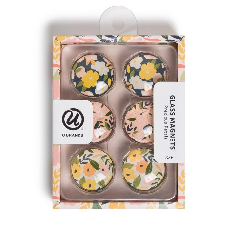 U Brands 6ct Round Glass Magnets - Precious Petals : Target