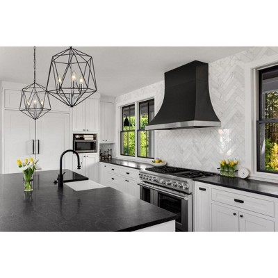 Matte Black and Chrome Geometric Cage Chandelier
