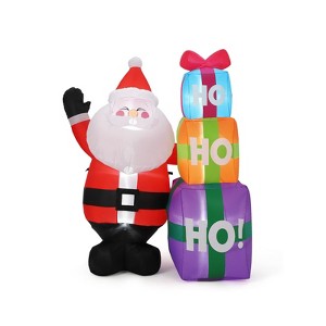 Christmas Santa Decoration with Gift Box - Bright LED Lights, Easy Setup, Weather-Resistant Yard Decor for Festive Cheer - 1 of 4