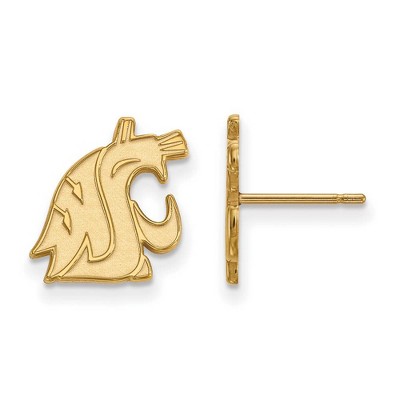 Black Bow Jewelry 14k Yellow Gold Washington State Cougars NCAA Post Earrings