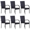 vidaXL Garden Dining Set Black PE rattan, powder-coated steel, glass - 63" table length Black 6 - 4 of 4