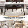 Vynxaria 55.12" Modern Artificial Stone White Straight Edge Black Metal Leg Dining Table-Can Accommodate 6 People(Dining Table Only) - 3 of 4