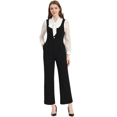 Allegra K Women's High Waist Casual Wide Leg Pants Overalls Jumpsuit